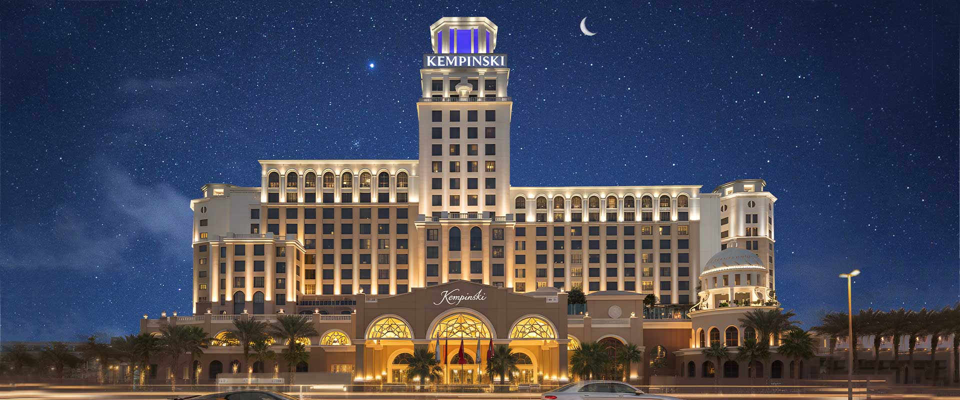 Facade lighting installation for Kempinski Hotel, Dubai